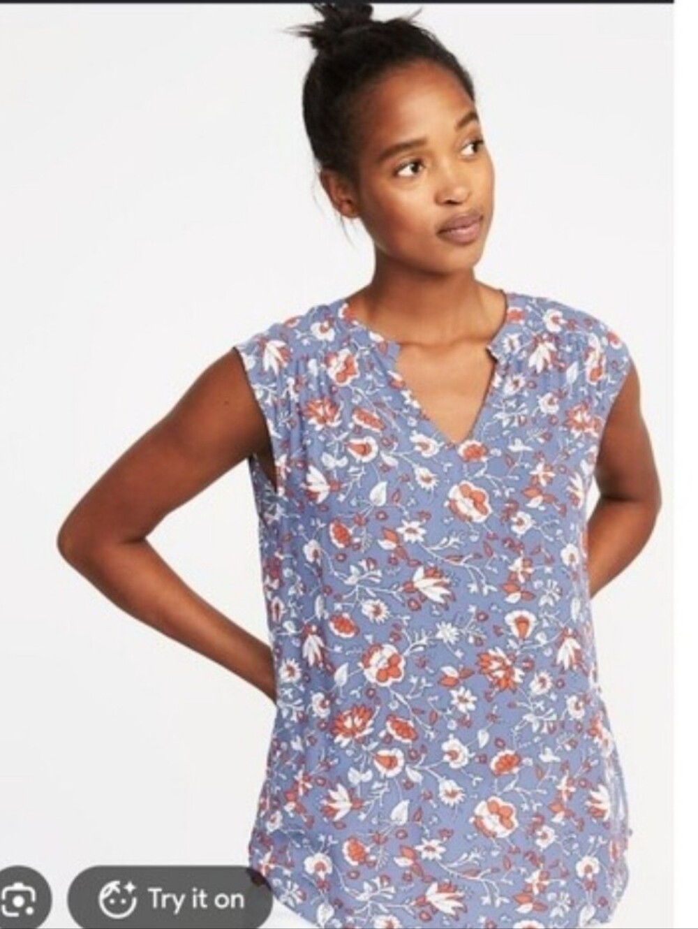 Old Navy Floral Relaxed Printed Sleeveless Boho V-Neck Top Blouse Women XL